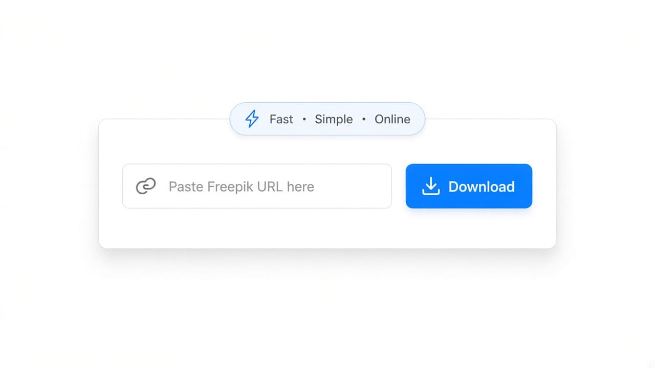 Freepik Downloader interface with a resource URL field and a Download button